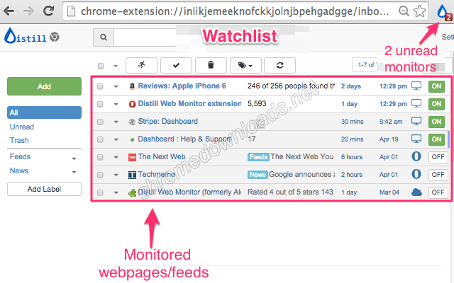 Distill Web Monitor 监控网页随时关注网站更新介绍图1